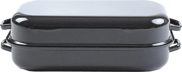 Emaljeret bradepande med låg 35 × 24 cm, glat overflade