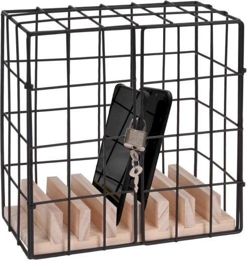 Home Styling Collection låsbar metalbur til telefoner 19 × 11 × 19 cm