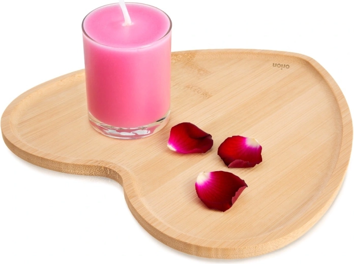 Bambus serveringsfad formet som et hjerte 22 × 22 cm