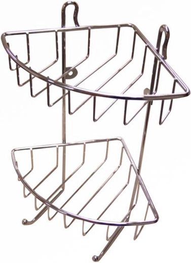 Hjørne-badeværelseshylde i to etager, krom