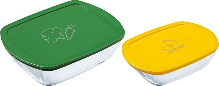 Sæt af rektangulære glasskåle PYREX 1,2 l og 2,5 l