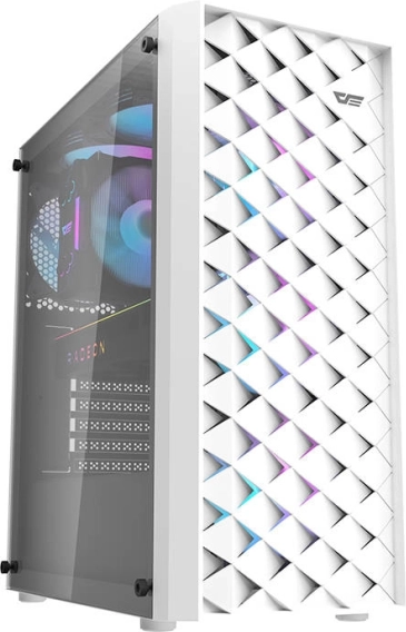 Computer kabinet Darkflash DK351, hvid, hærdet glas og 4 blæsere