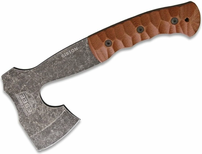 ESEE Gibson Axe kompakt økse med micarta-håndtag og læderskede