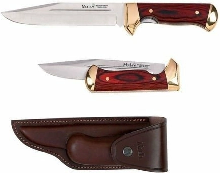 Muela PL-18R special forlænget foldekniv i MoVa-stål med Pakka-træ og læderetui