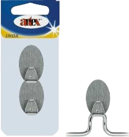 Selvklæbende ovalt krog i rustfrit stål (2 stk)