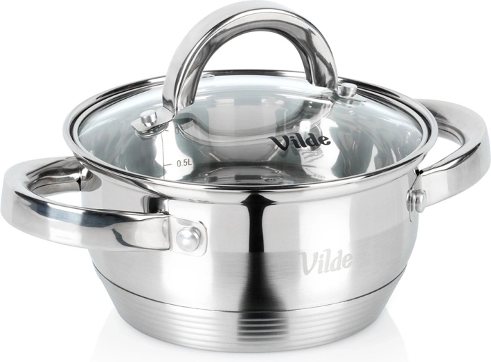 Rustfri stålkasserolle med glaslåg INOXCELLENT 14 cm, 1 l