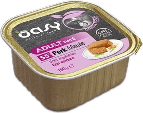 Oasy paté uden korn til voksne hunde svinekød med grøntsager 150 g