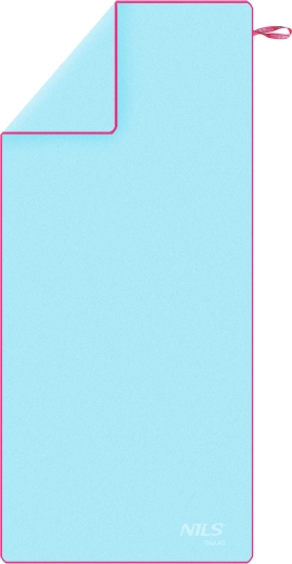 Hurtigttørrende mikrofiberhåndklæde NILS aqua, lyseblå/lyserød, 200 × 90 cm