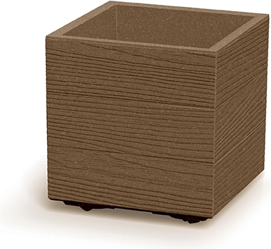 Madera Square Eco Wood urtepotte 29 cm – firkantet plasturtepotte med trælook