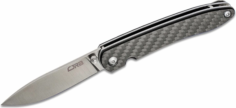 Foldekniv CJRB Ria 7,5 cm, sand polish, sort, kulfiber