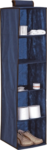 Blå hængende organisator til skab, 5 hylder, 30 × 30 × 120 cm ORDINETT