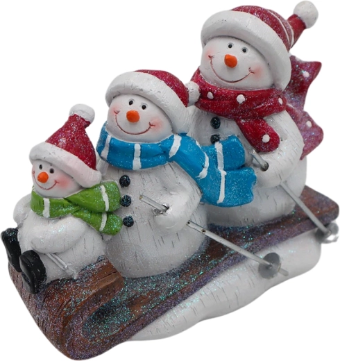 Dekoration familie af snemænd på kælk