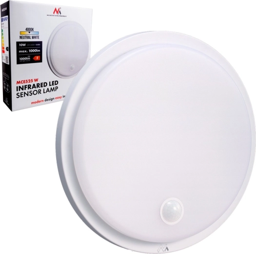 Rundt udendørs LED-armatur med PIR-sensor 10 W, 1000 lm, 4000 K, IP65