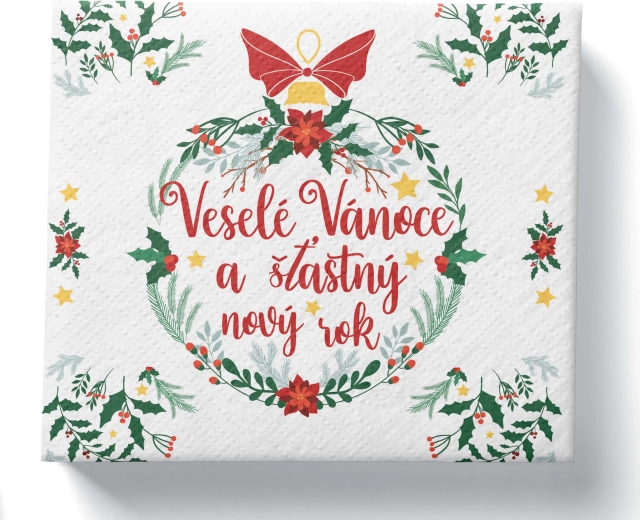 Juleservietter Glædelig jul, 3-lags, 33 × 33 cm