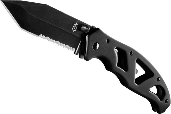 Lommekniv Gerber Paraframe II Serrated Black, helt sort