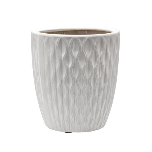 Keramisk overpotte, hvid højglans, 32 × 32 × 35,5 cm