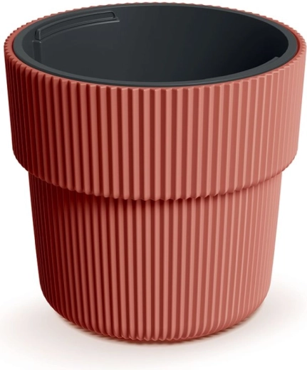 Blomsterkrukke med indsats 39 cm, kobberfarvet plastdesign MILLY