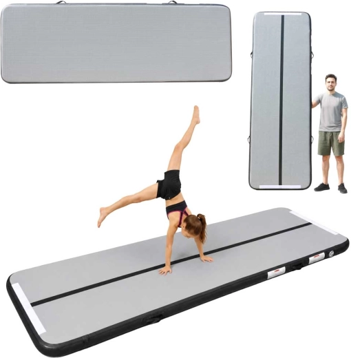 Air track oppustelig gymnastikmåtte 300 × 100 × 10 cm, grå