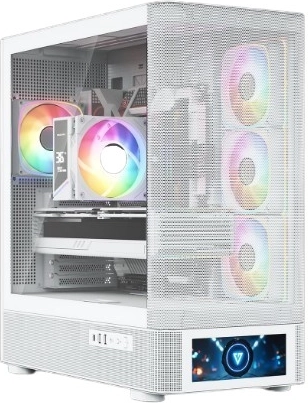 MODECOM Volcano AQ500 ARGB Midi White pc-kabinet med LCD-skærm