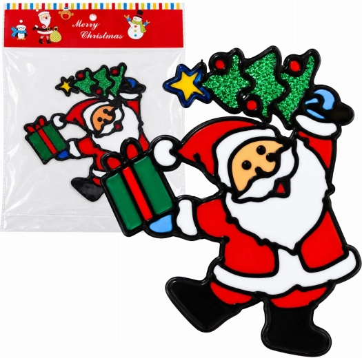 Julegelvinduesmærkat med Santa Claus 20 × 25 cm