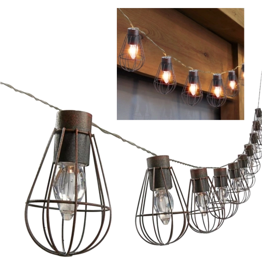 Solcelledrevet udendørs loft-guirlande 10 LED varm hvid 3,8 m