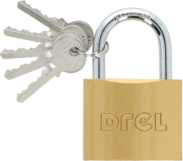 Hængelås i messing 60 mm, 5 nøgler