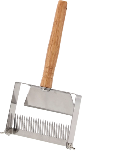 Afdækningsgaffel til affasning af honning i rustfrit stål med træhåndtag 25 × 13 cm