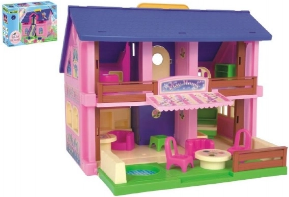 Plastdukkehus 37 cm play house med tilbehør