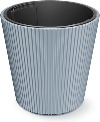 Blomsterpotte med indsats Milly 39 cm – lys grå plastkrukke