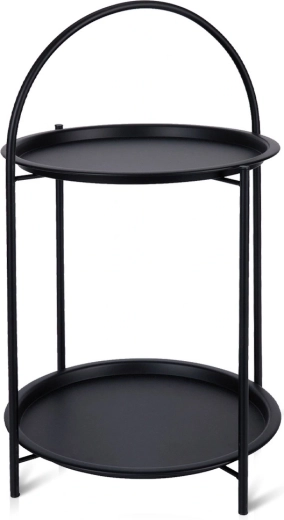 Sort metal afsætningsbord, rundt 40 × 40 × 66 cm