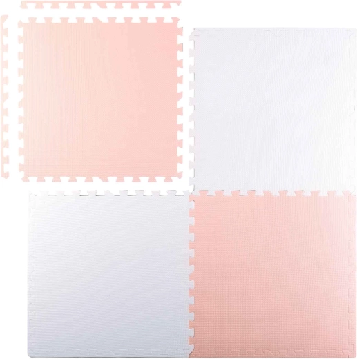 Ricokids skum-puslemåtte 60 × 60 cm, 4 stk. (ferskenhvid)
