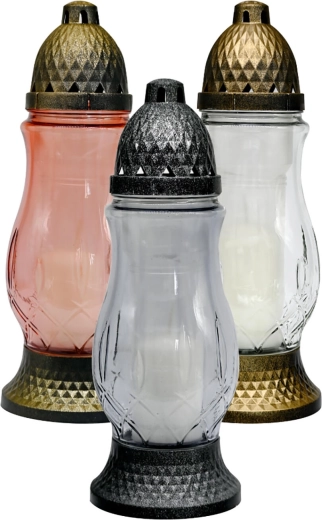 Gravlampe i glas 28 cm – paraffin, mix af farver