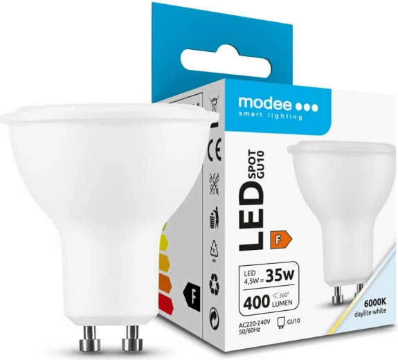 Modee Lighting LED spotpære GU10 4,5 W 400 lm kold hvid