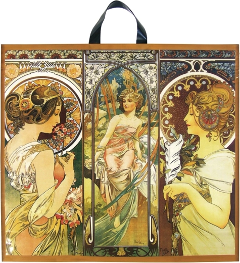 Taske i kunststof med motiv af Alfons Mucha 55 × 50 cm