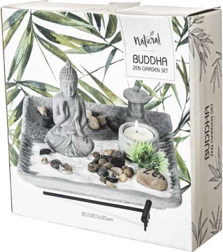 Buddha-lysestage i cement – sæt, grå