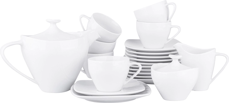 Mariapaula Moderna hvidt kaffeservicesæt til 6 personer (21 dele)