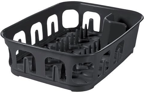 Rektangulær opvaskestativ 39 × 29 × 10 cm, mørkegrå plast