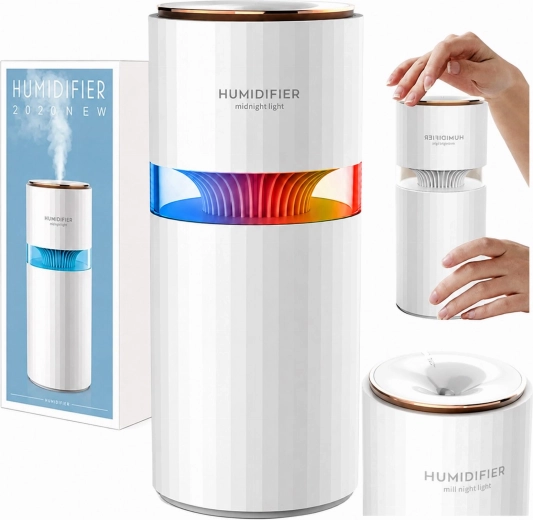 Luftfugter og aromadiffuser til bil med LED-baggrundsbelysning 400 ml - 1 stk.