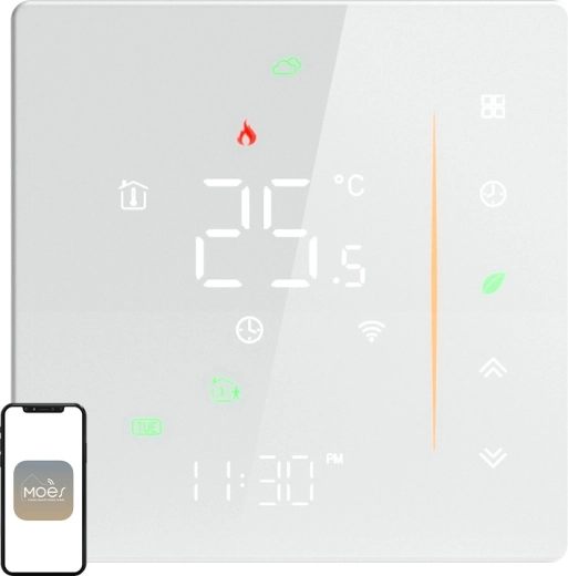 Moes Wi‑Fi-termostat til elektrisk gulvvarme hvid