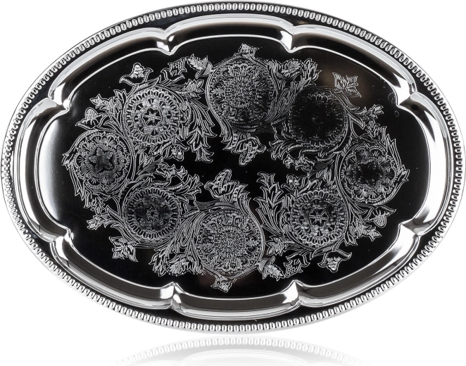 Oval serveringsbakke AKCENT 40,5 × 29 cm, krom