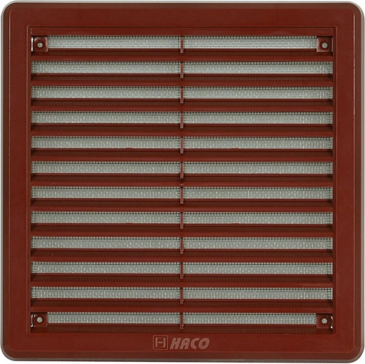 Ventilationsrist med net 200 × 200 mm, brun