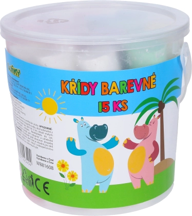 Farvede fortovskrider i spand, 15 stk.