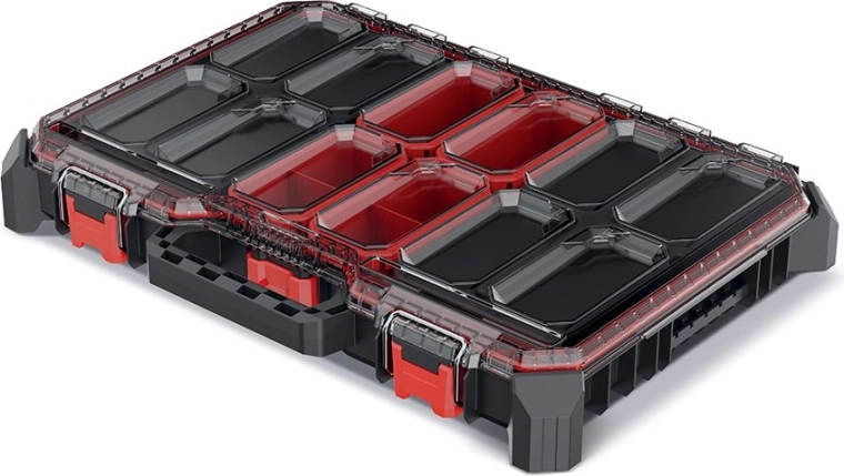 Værktøjsorganizer med bokse, sort, 54,3 × 39 × 7,7 cm