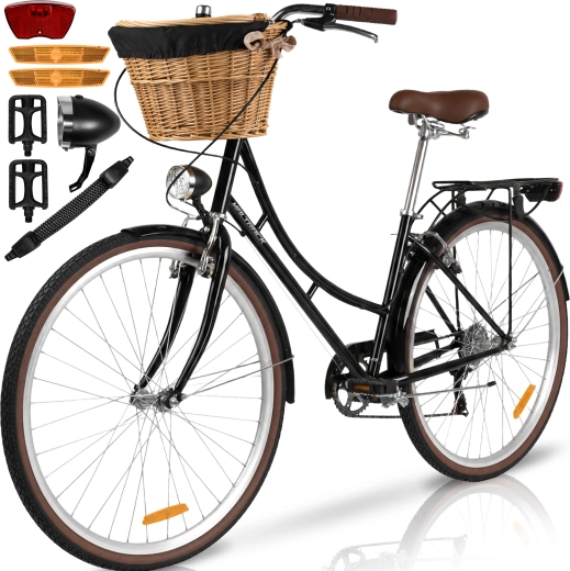 Damebycykel AVILO sort med kurv - 1 stk.