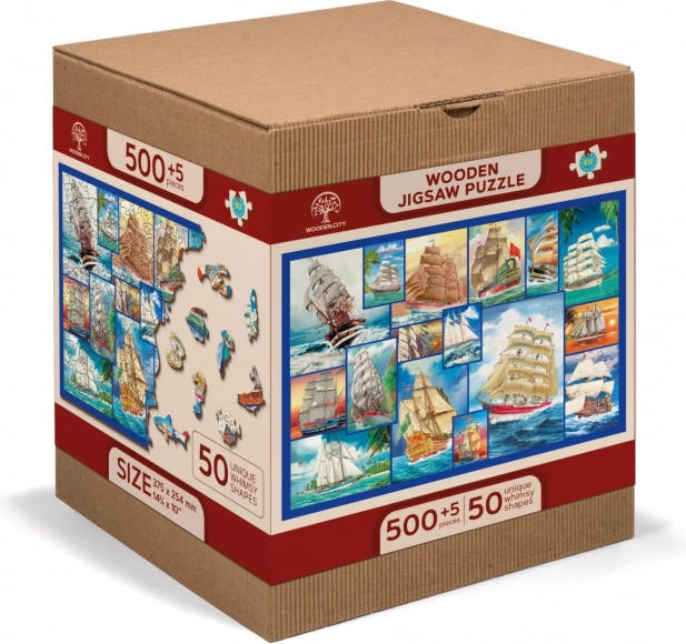 Træpuslespil Sejlbåde 2-i-1 505 brikker fra Wooden City