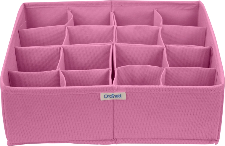 Blossom tekstilorganizer til skuffe 30,5 × 30,5 × 10 cm, 16 rum, rosa