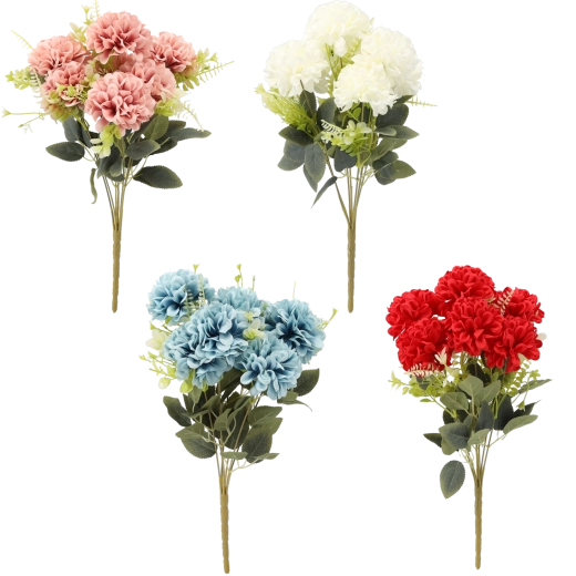 Kunstig gren – buket med 7 blomster, 42 cm, farvemix