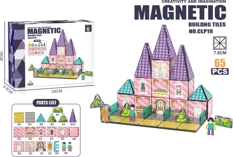 Magnetisk byggesæt – borg (65 dele)