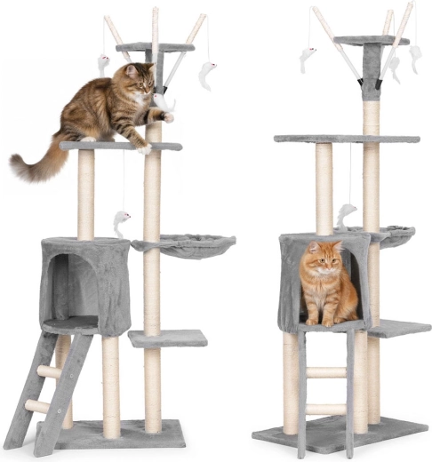 Klatremiljø til katte 134 cm, grå, Petsi