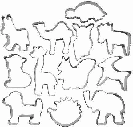 Sæt af udstikkere i rustfrit stål – dyr, 12 stk.